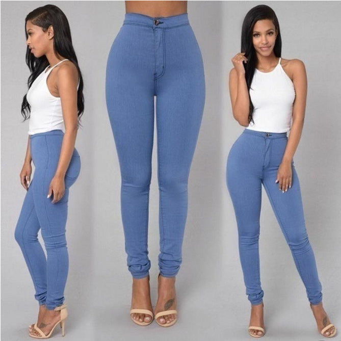 Casual Denim High Waist Pants For Women