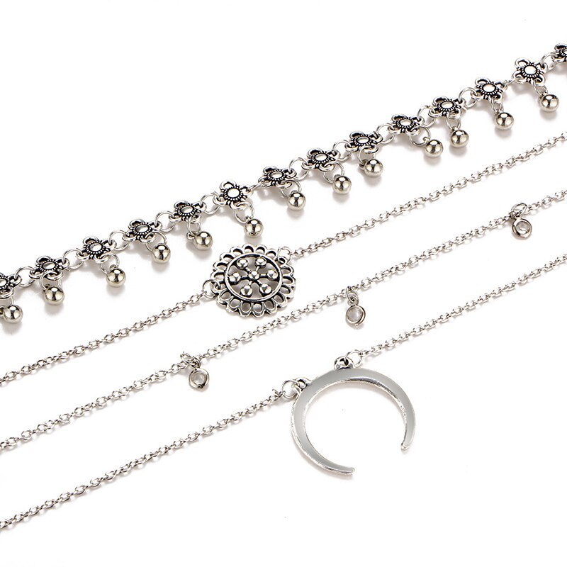 Multilayer Moon chest chain