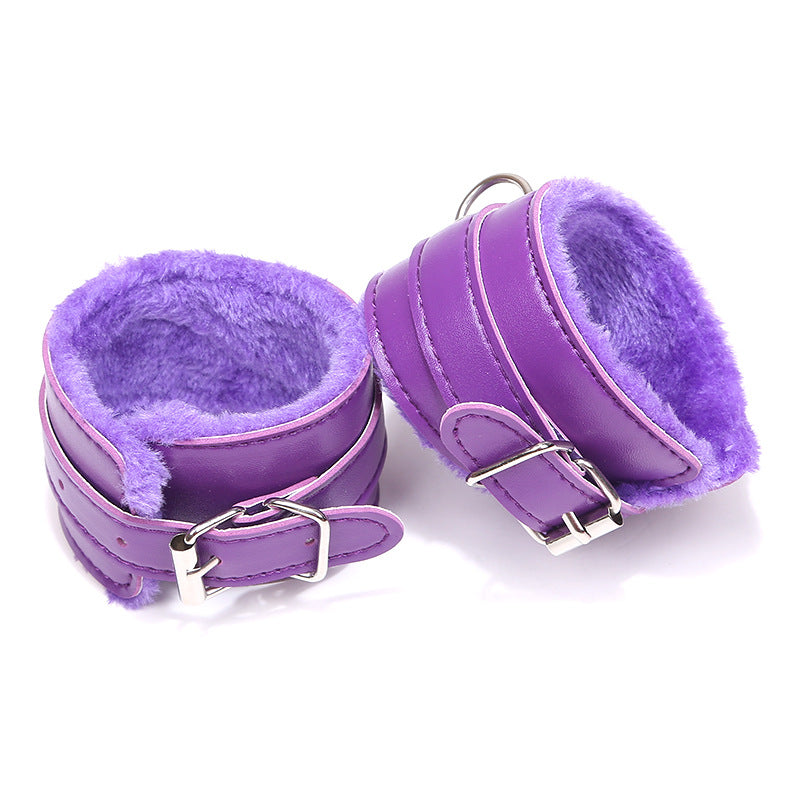 Boudoir Pink Leather Plush Handcuffs