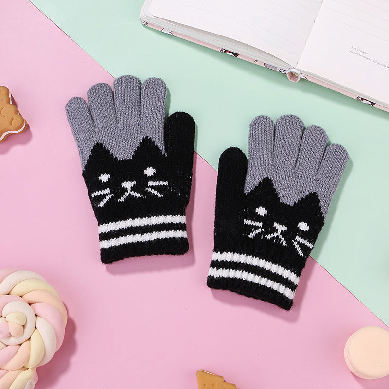 Thick Wool Kitten Gloves