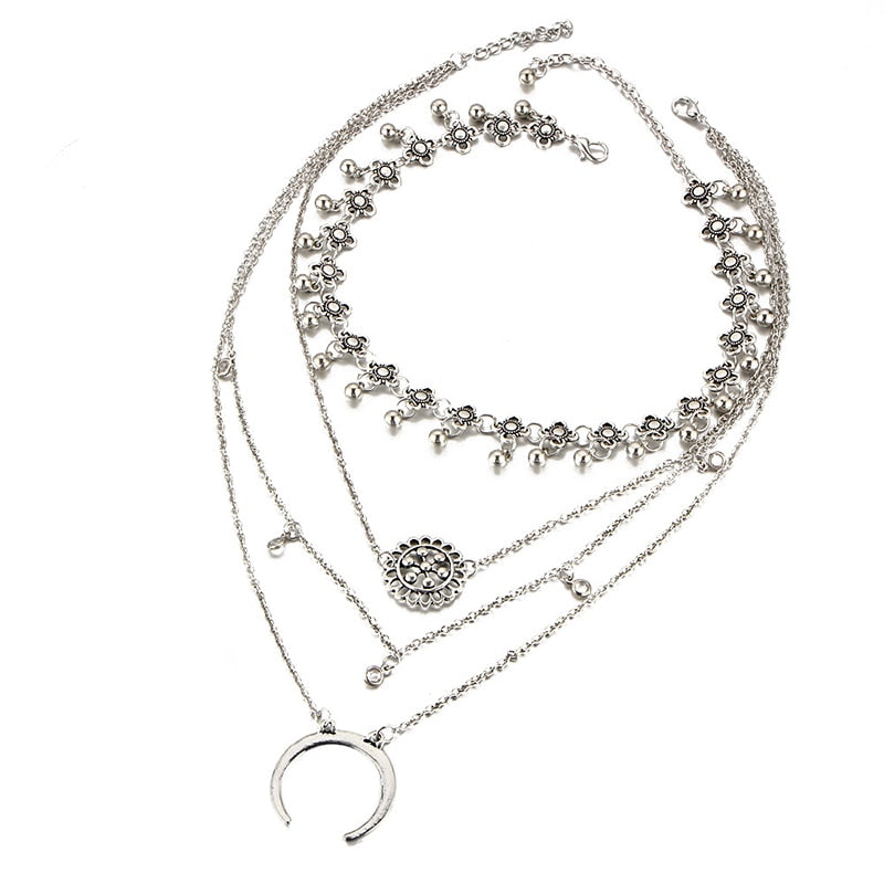 Multilayer Moon chest chain