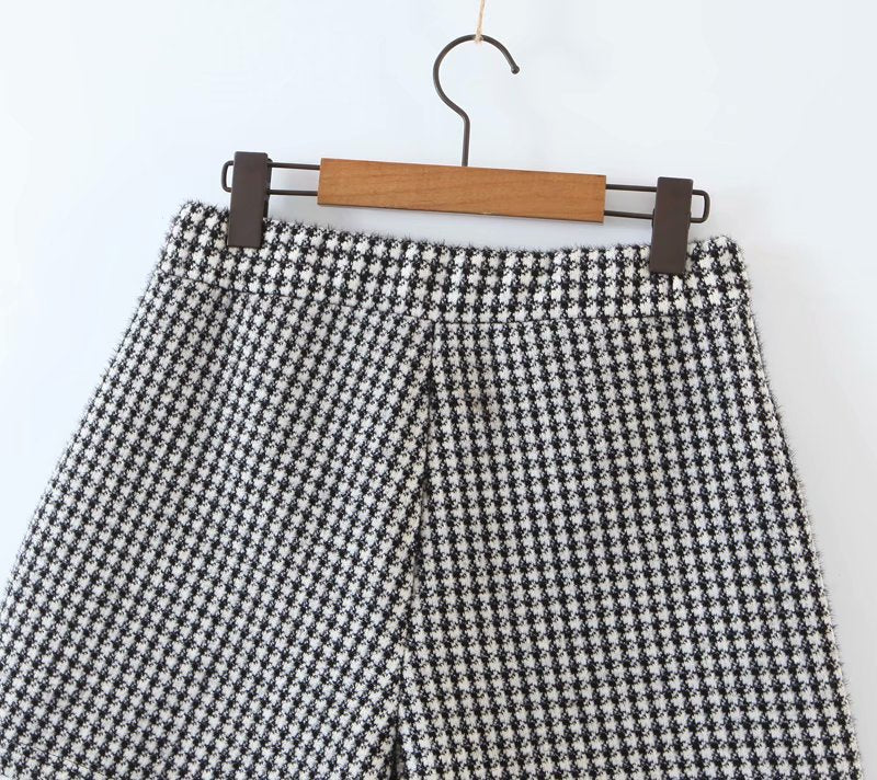 Women's Houndstooth Shorts Skirt