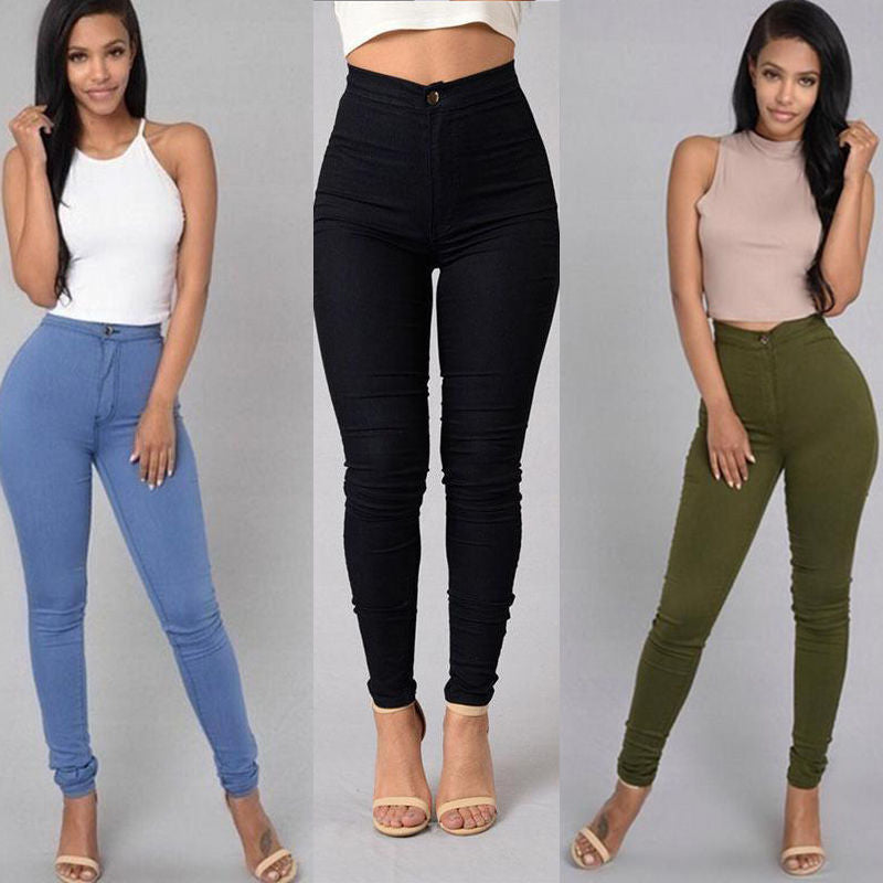 Casual Denim High Waist Pants For Women