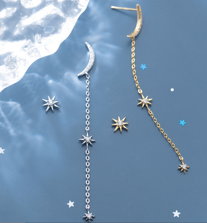 Star moon earrings