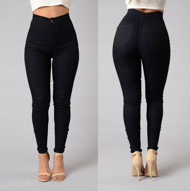 Casual Denim High Waist Pants For Women