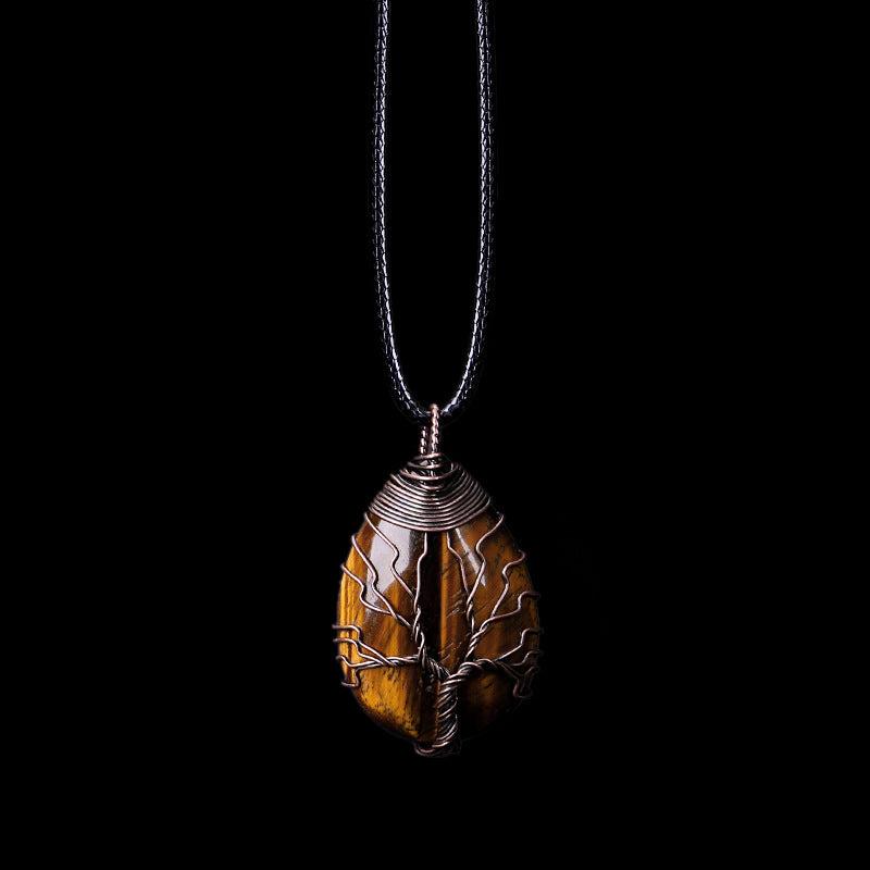 Natural Stone Crystal Drop-shaped Pendant Necklace