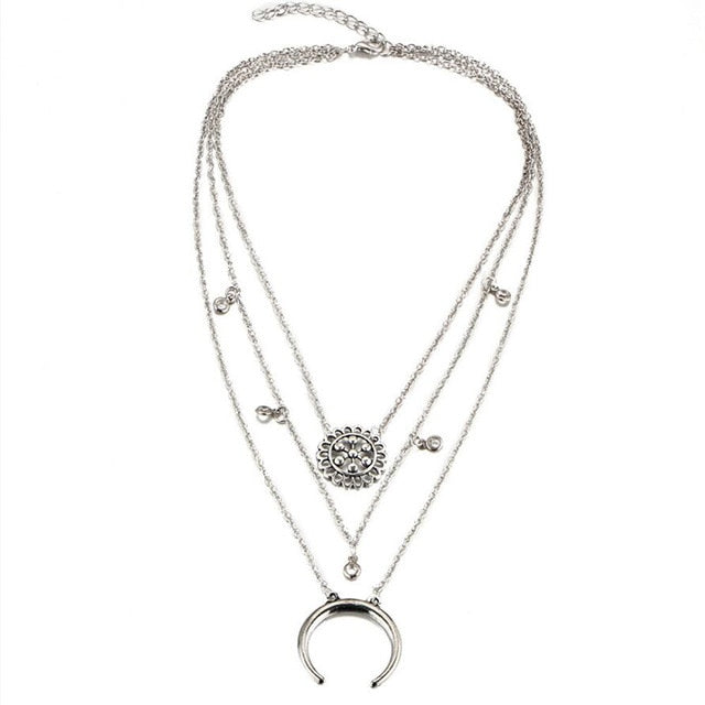 Multilayer Moon chest chain