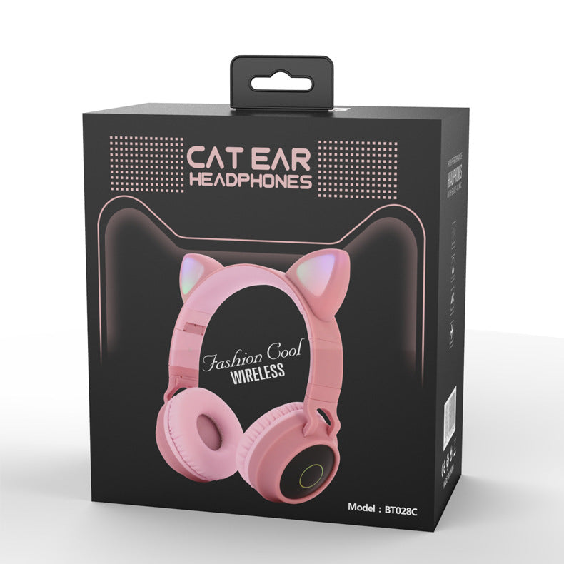LED Light Cat Ear Headphones Wireless Bluetooth With Microphone