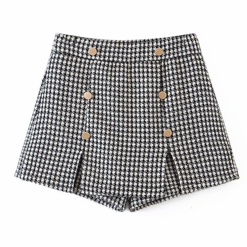 Women's Houndstooth Shorts Skirt