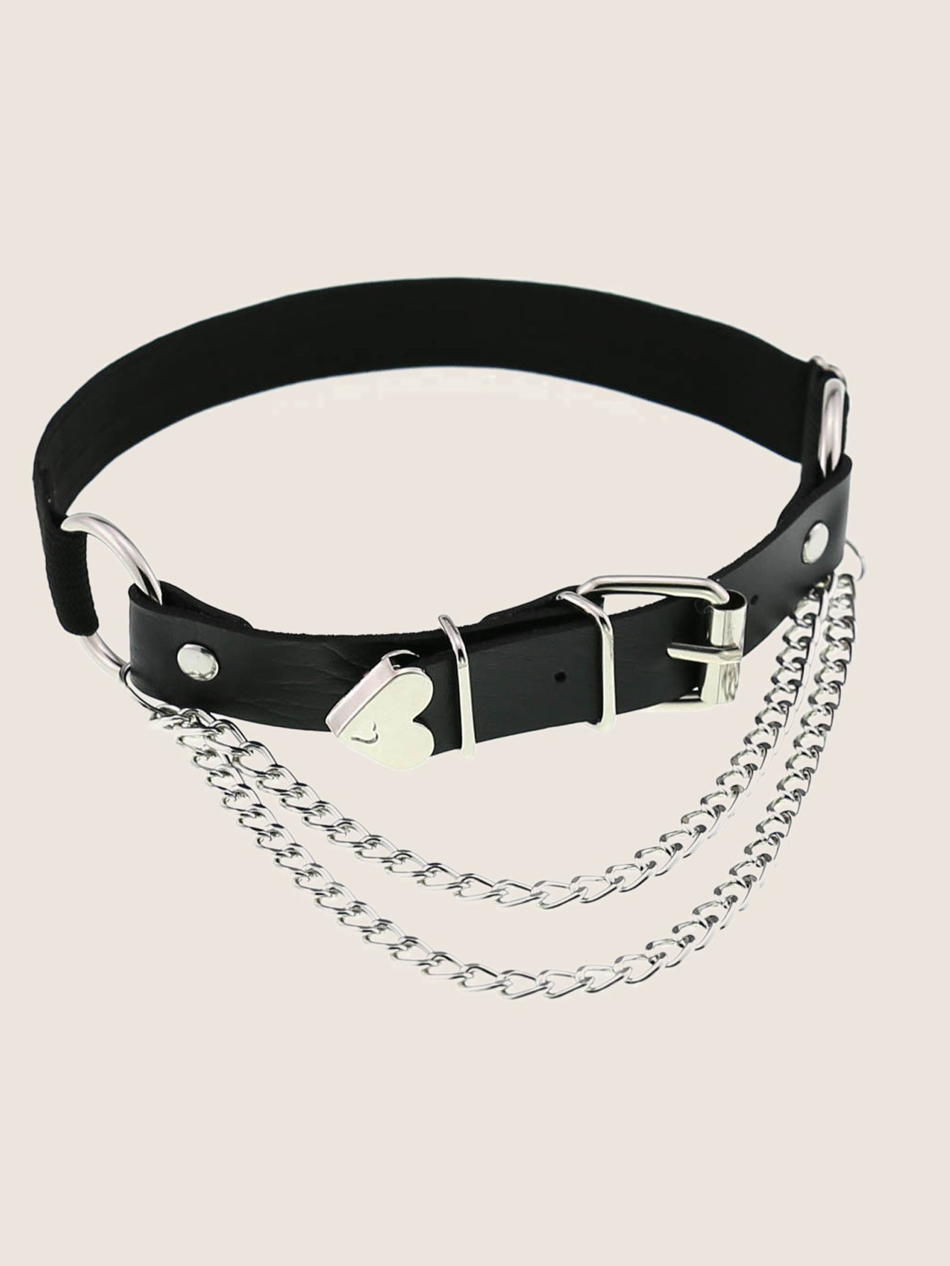 Heart Chain Leather Garter Belt