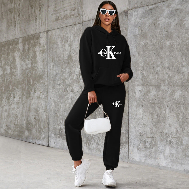 Letter Print Long Sleeve Tracksuit