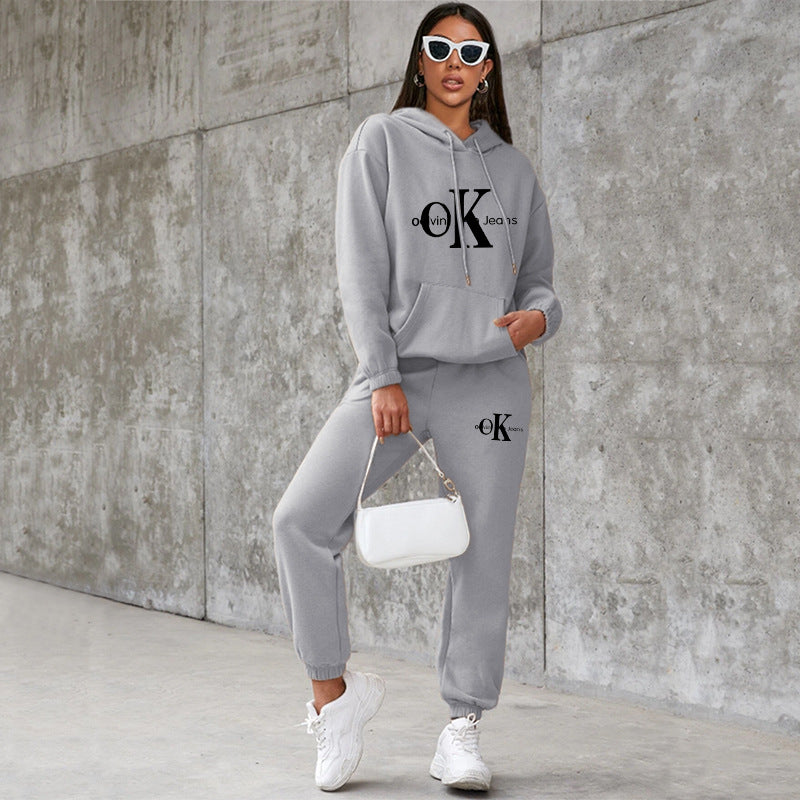 Letter Print Long Sleeve Tracksuit