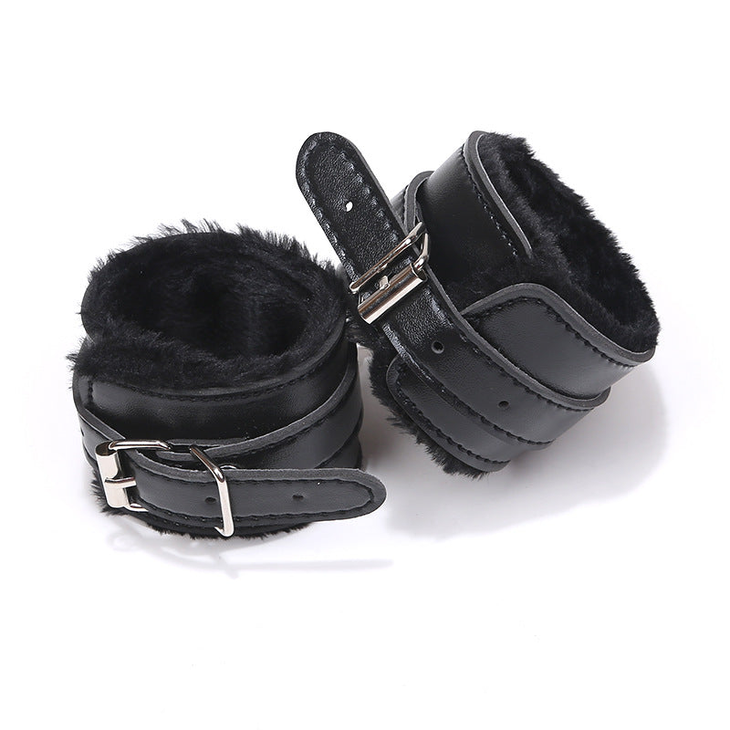 Boudoir Pink Leather Plush Handcuffs