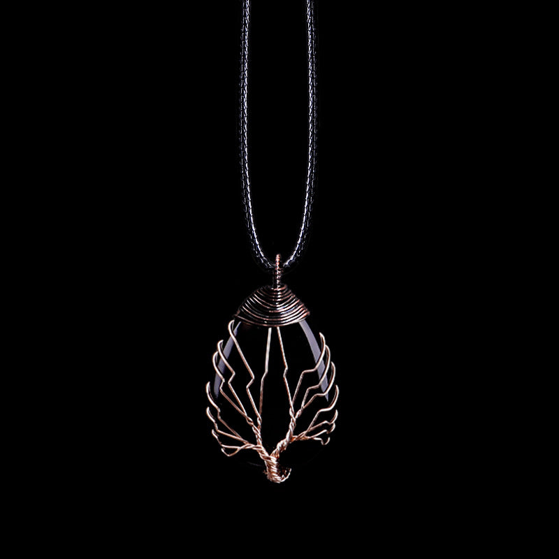 Natural Stone Crystal Drop-shaped Pendant Necklace