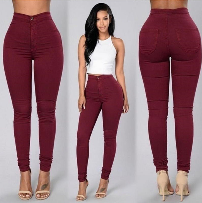 Casual Denim High Waist Pants For Women
