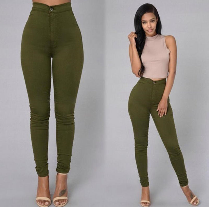 Casual Denim High Waist Pants For Women