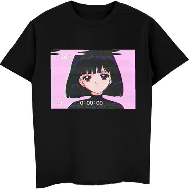 Hot Sale Fashion Sad Girl Retro Japanese Anime Vaporwave