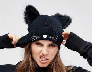 Cat ears woolen winter caps