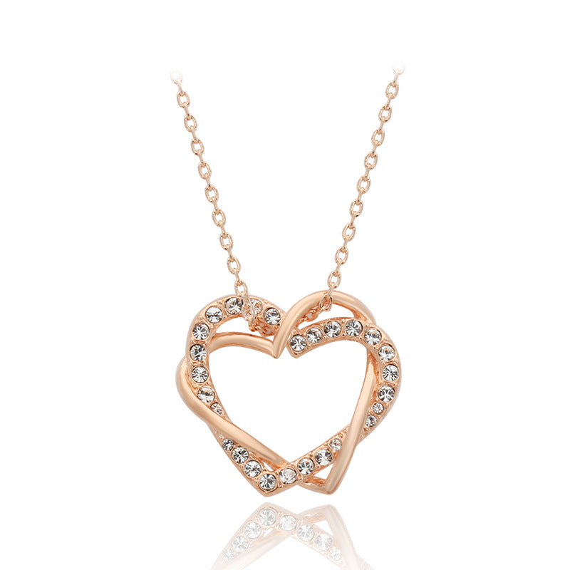 Heart to heart rose gold necklace