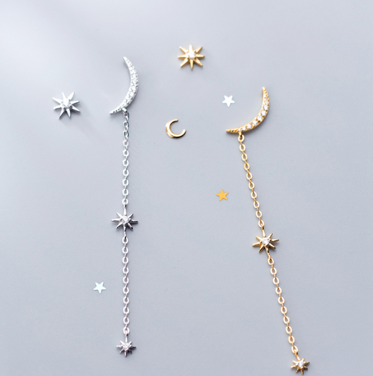 Star moon earrings