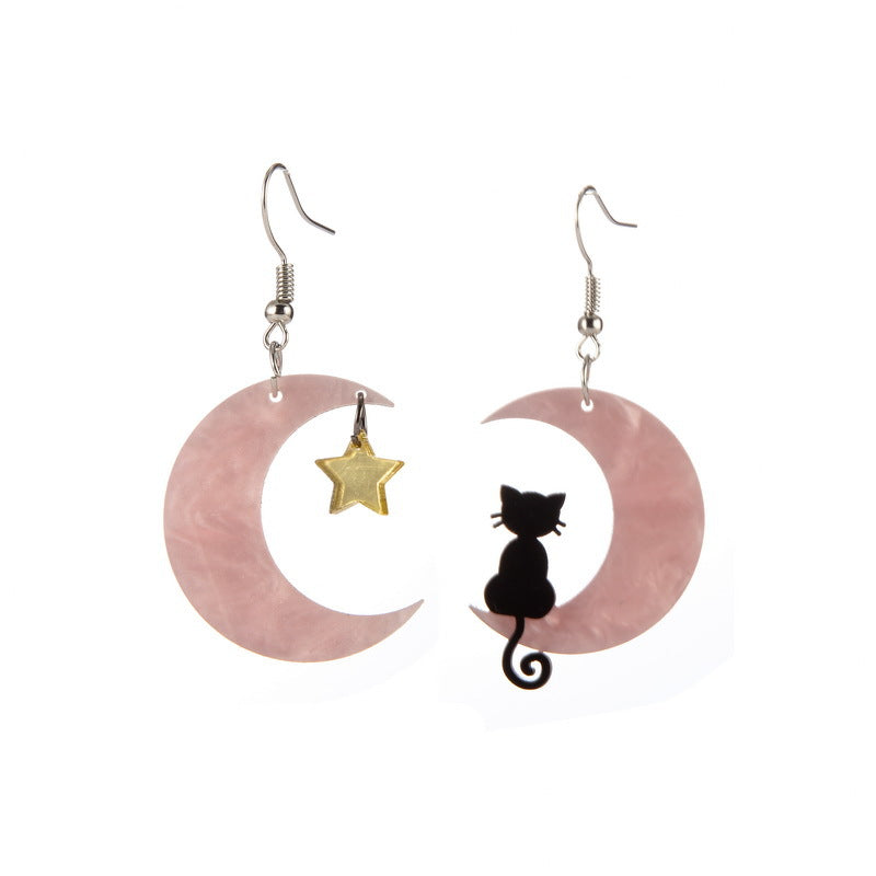 Moon cat earrings